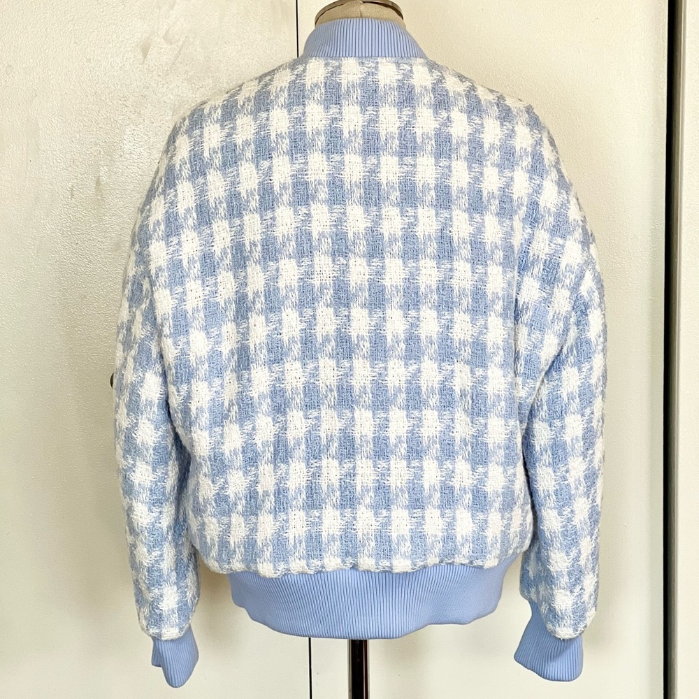 NWT Balmain Light Blue Tweed Bomber Jacket - Picture 5 of 12